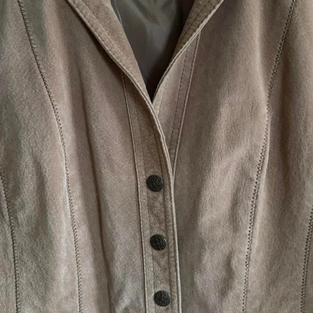 Vintage Y2K Live a Little Tan Suede Leather Jacket Small